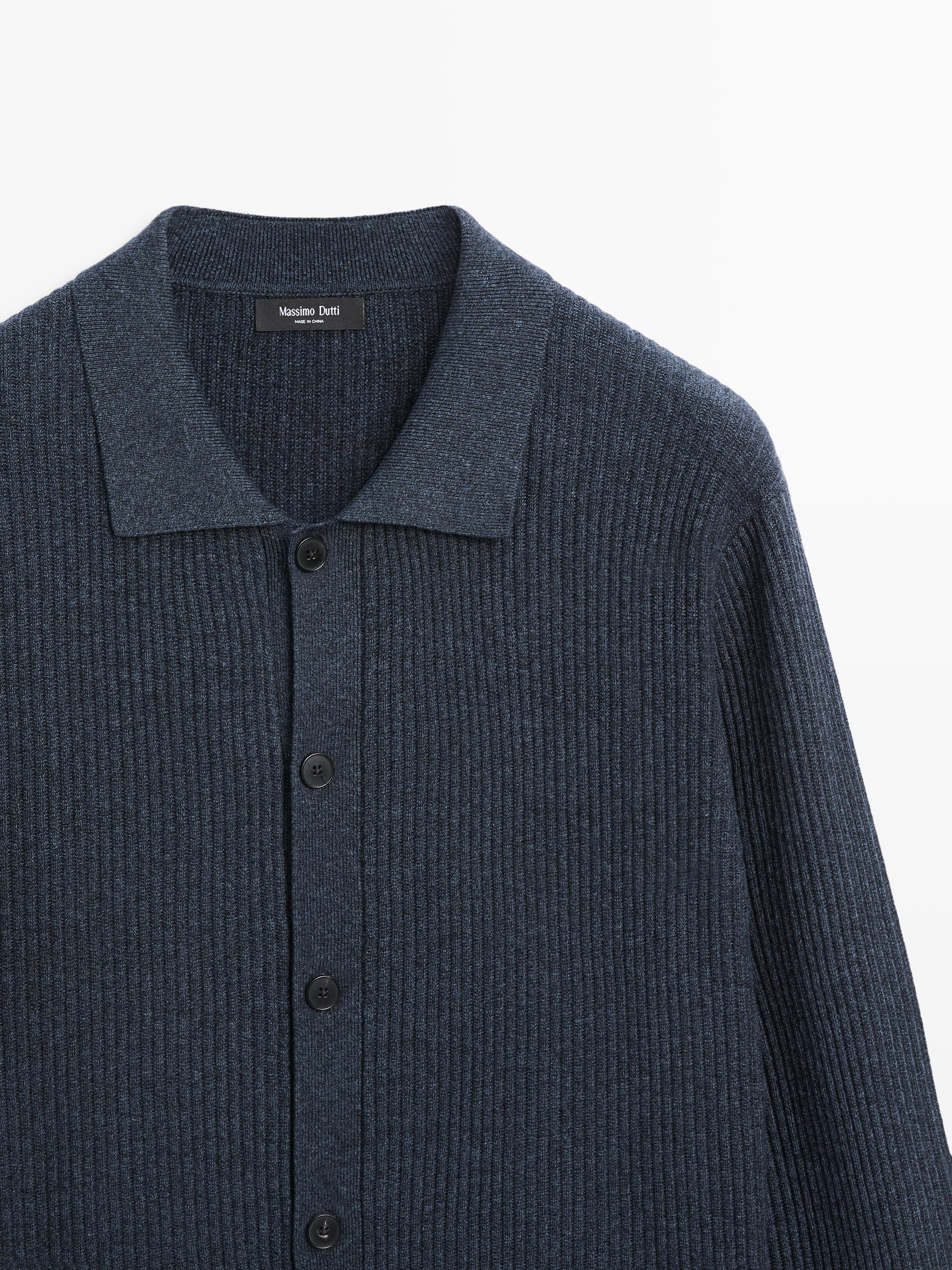 Ribbed button-up knit cardigan